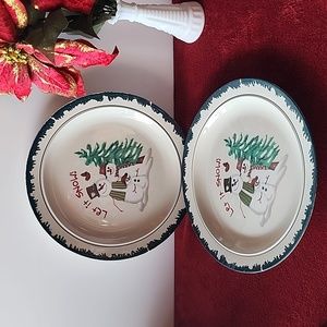 Set of 2, Vintage 1998 Atico International, Let It Snow, Dinner Plates.